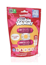 4B Double Wammy Silicone Dual Vibrating Couples Cock Ring - Strawberry