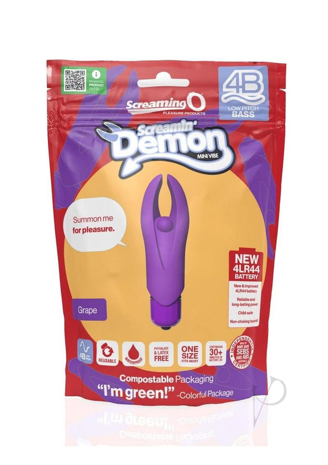 4B Demon Silicone Mini Clitoral Stimulating Vibrator - Grape