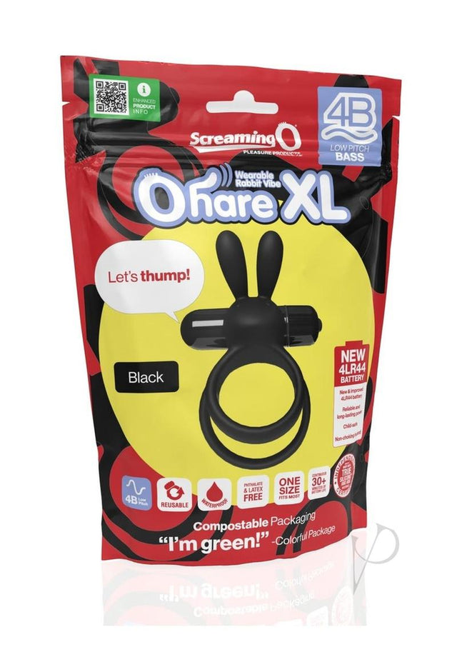 4B Ohare XL Silicone Rabbit Vibrating Cock Ring - Black