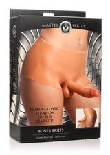 Master Series Boner Brief Penis Panties with Posable Dildo - Medium - Vanilla