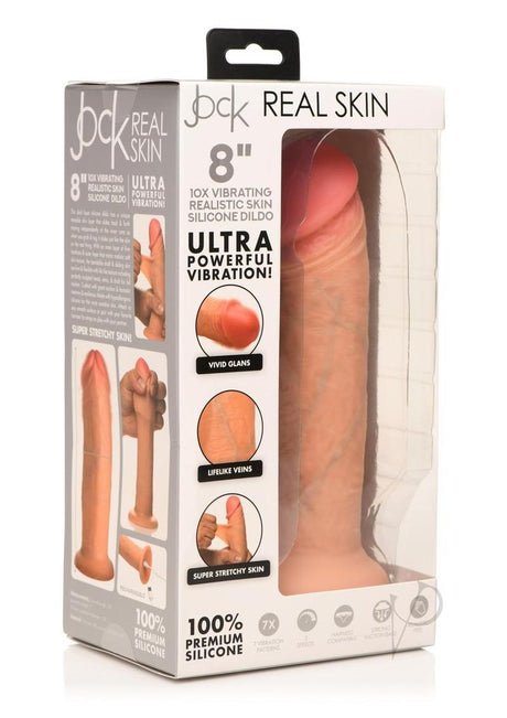 Jock Real Skin Vibrating Silicone Dildo 8in - Vanilla