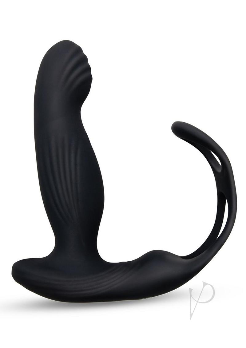 Envy Toys Tapper Rechargeable Silicone P-Spot Vibrator and Dual Stamina Ring with Remote Control - Black