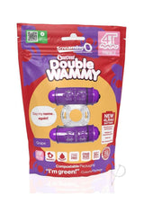 4T Double Wammy Silicone Dual Vibrating Couples Cock Ring - Grape