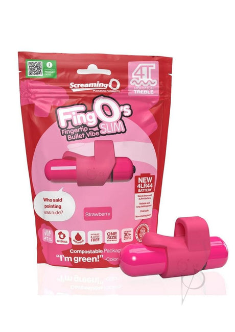 4T FingO Slim Finger Vibrator - Strawberry