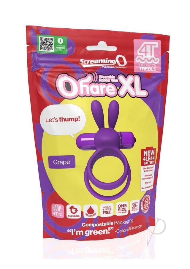 4T Ohare XL Silicone Rabbit Vibrating Cock Ring - Grape