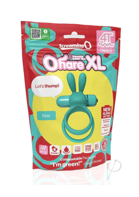 4T Ohare XL Silicone Rabbit Vibrating Cock Ring - Kiwi