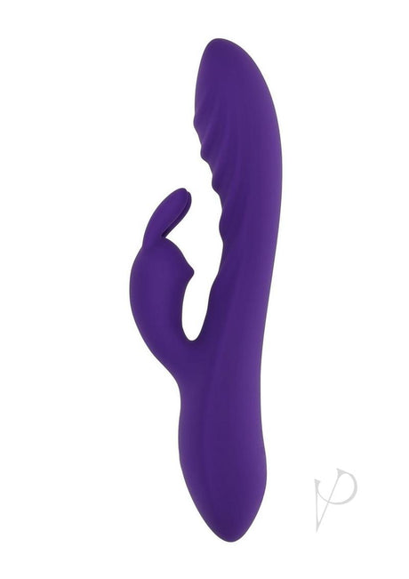 Wavy Rabbit Rechargeable Silicone Dual Motor Rabbit Vibrator - Purple