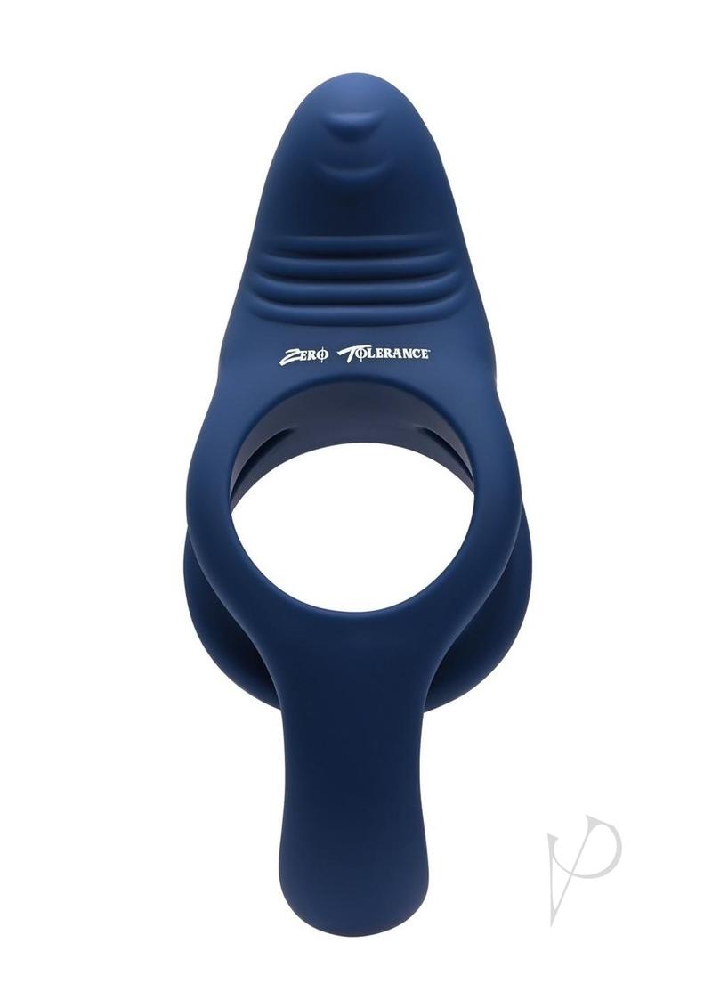 Zero Tolerance Ring Around the Rosy Rechargeable Silicone Double Cock Ring - Blue