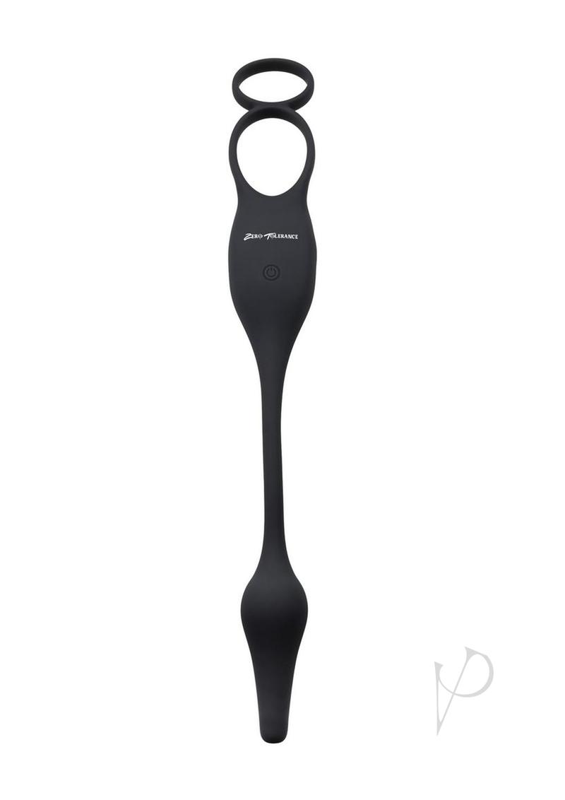 Zero Tolerance Plug and Tug Rechargeable Silicone Cock Ring with Butt Plug - Gray