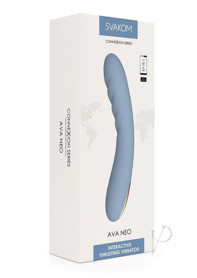 Svakom Ava Neo Rechargeable Silicone Vibrator with Remote - Blue