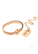 Master Series Cuffed Locking Bracelet and Key Necklace - Rose Gold