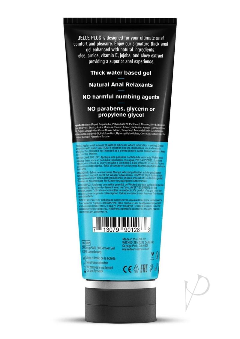 Wicked Jelle Plus Water Based Anal Lubricant with Relaxants 8oz