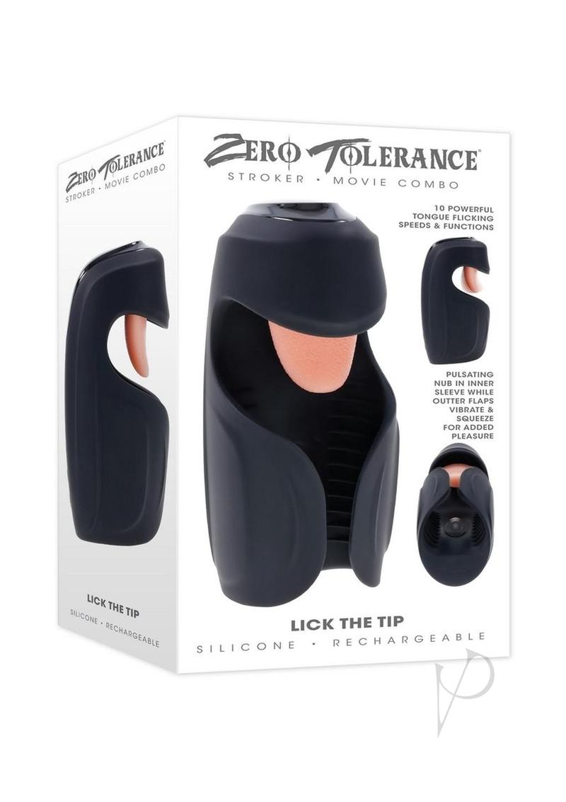 Zero Tolerance Lick the Tip Rechargeable Silicone Mouth Masturbator - Black