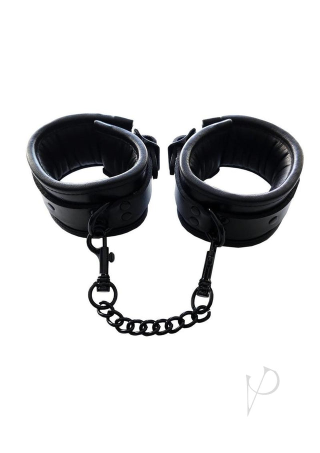 Padded Leather Ankle Cuffs - Black