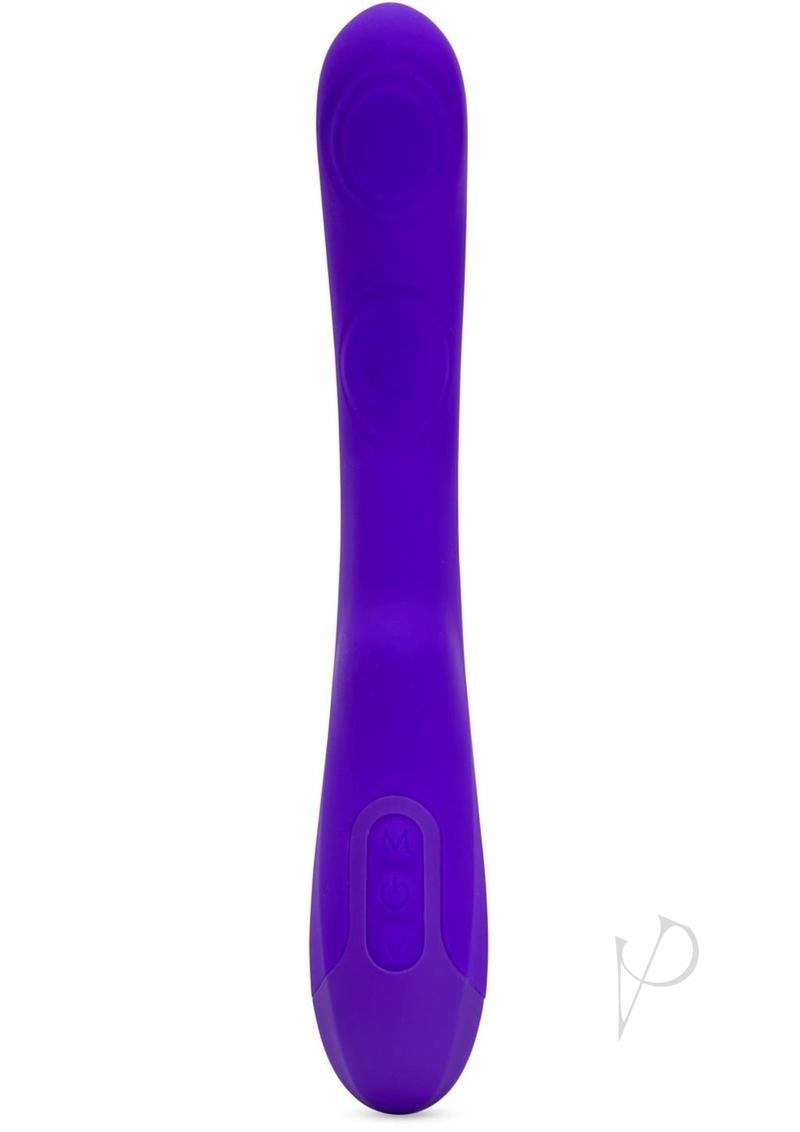 Nu Sensuelle Vivi Rechargeable Silicone Double Tapping Vibrator with Clitoral Stimulation - Deep Purple