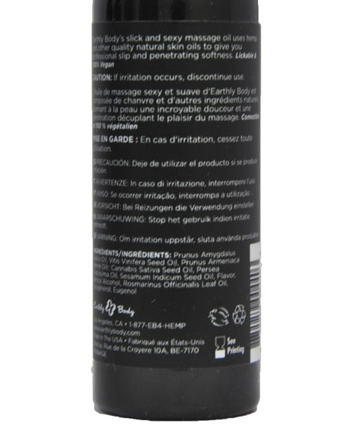 Earthly Body Hemp Seed Edible Massage Oil Gushing Grape 2oz