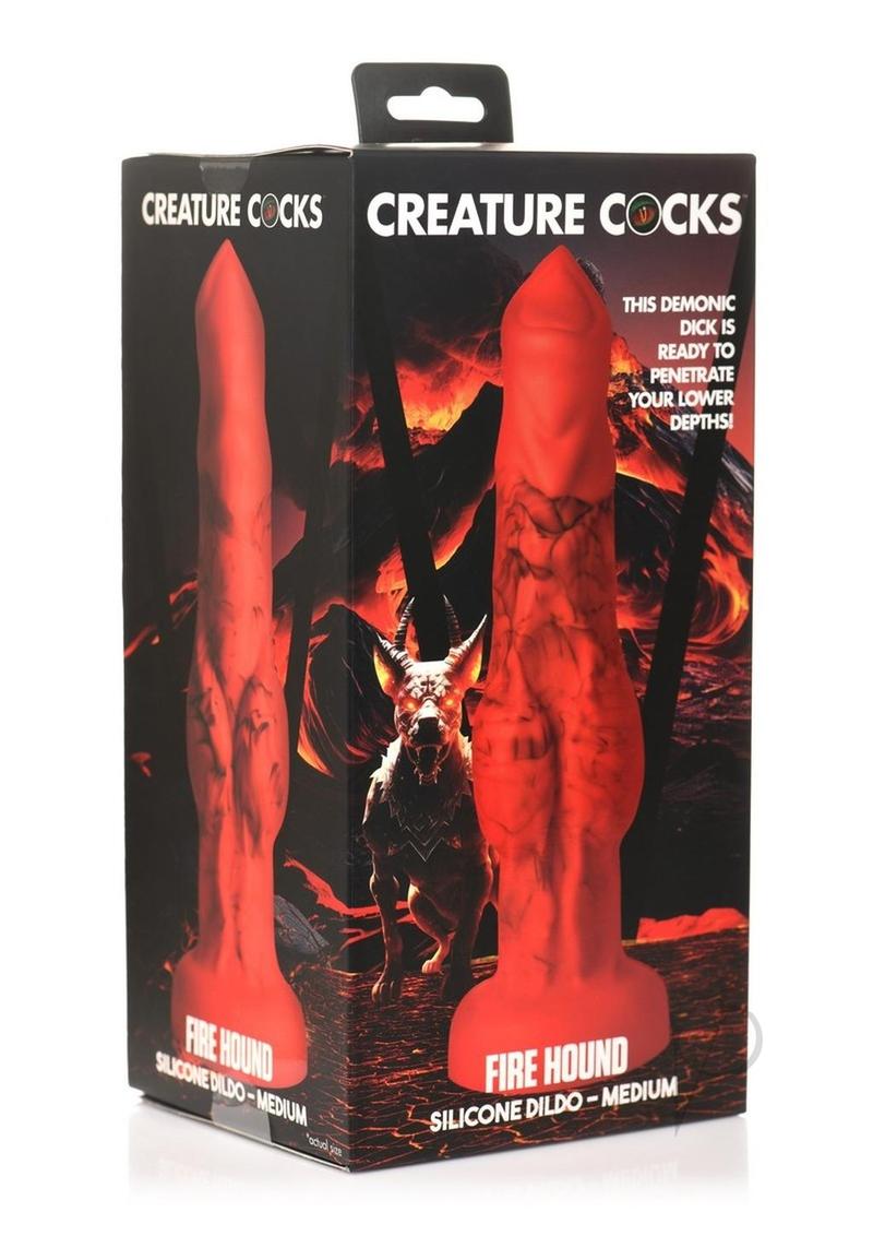 Creature Cocks Fire Hound Silicone Dildo - Medium - Red/Black