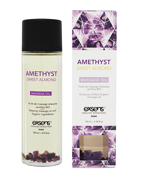 EXSENS of Paris Organic Massage Oil w/Stones - Amethyst Sweet Almond