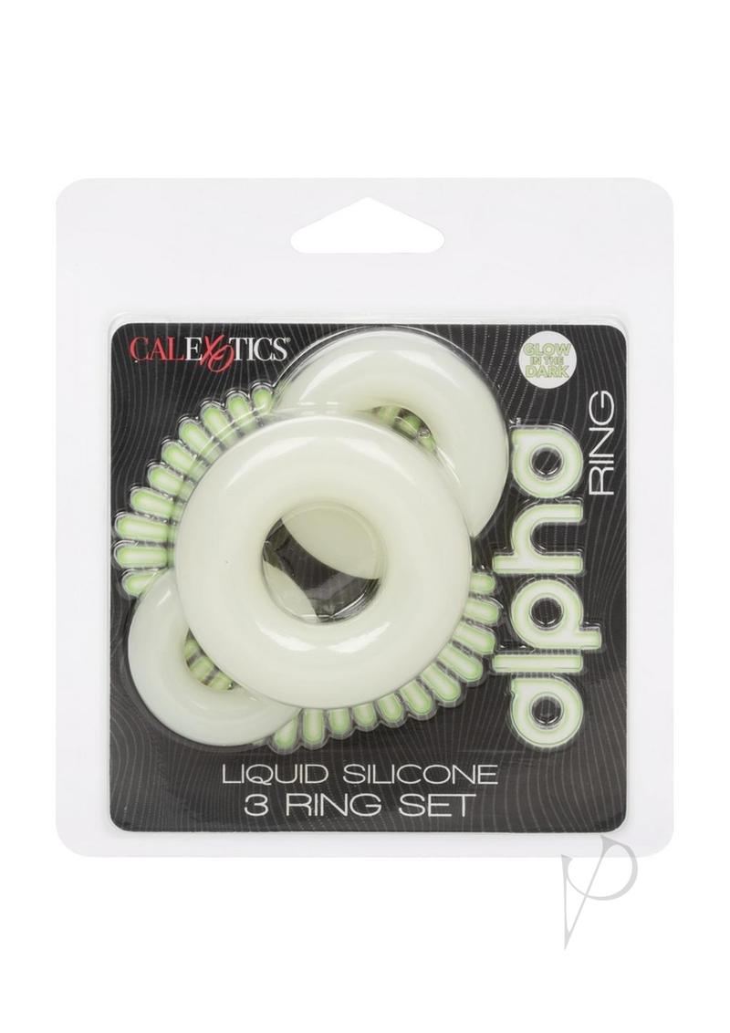 Alpha Glow in the Dark Liquid Silicone 3 Ring Set - White