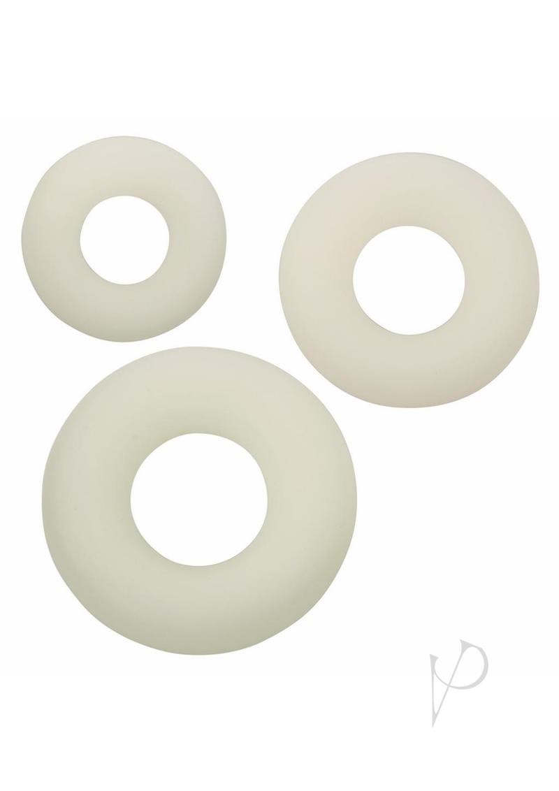 Alpha Glow in the Dark Liquid Silicone 3 Ring Set - White