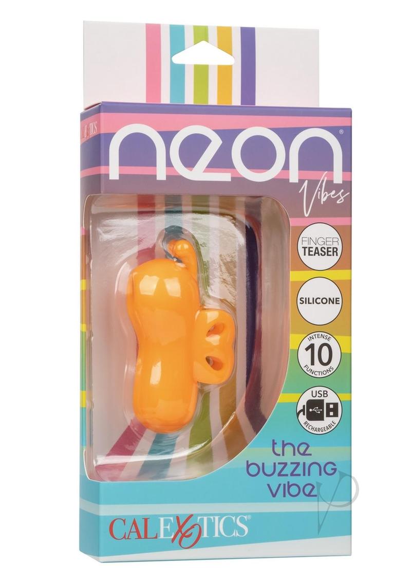 Neon Vibes The Buzzing Vibe Rechargeable Silicone Finger Vibrator - Orange