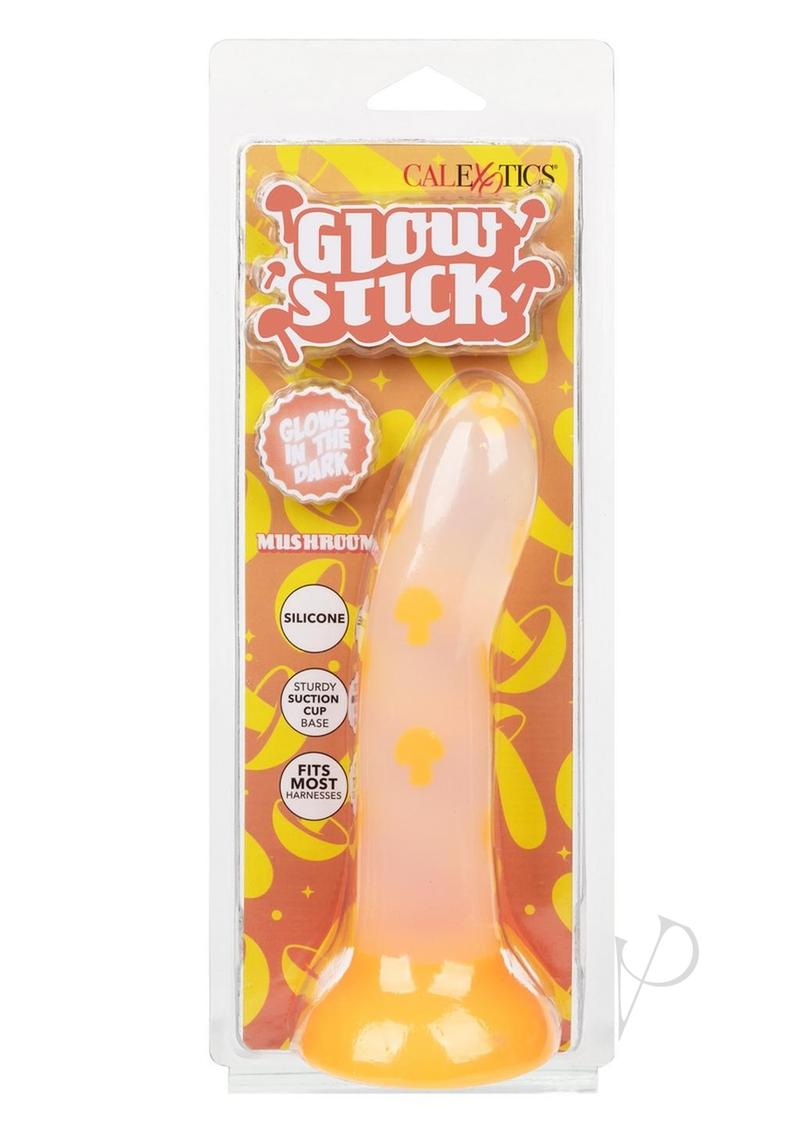 Glow Stick Mushroom Silicone Glow in the Dark Dildo with Suction Base - Orange