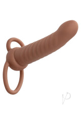 Performance Maxx Rechargeable Silicone Ribbed Dual Penetrator Extender - Chocolate