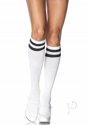 Leg Avenue Athletic Knee High - O/S - White/Black