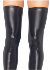 Leg Avenue Wet Look Thigh Highs - S/M - Black