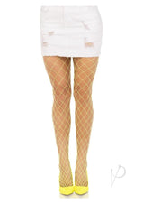 Leg Avenue Spandex Diamond Panty Hose - O/S - Neon Yellow