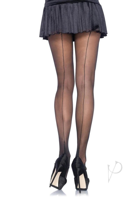 Leg Avenue Cuban Foot Pantyhose - 1X-2X - Black/Black