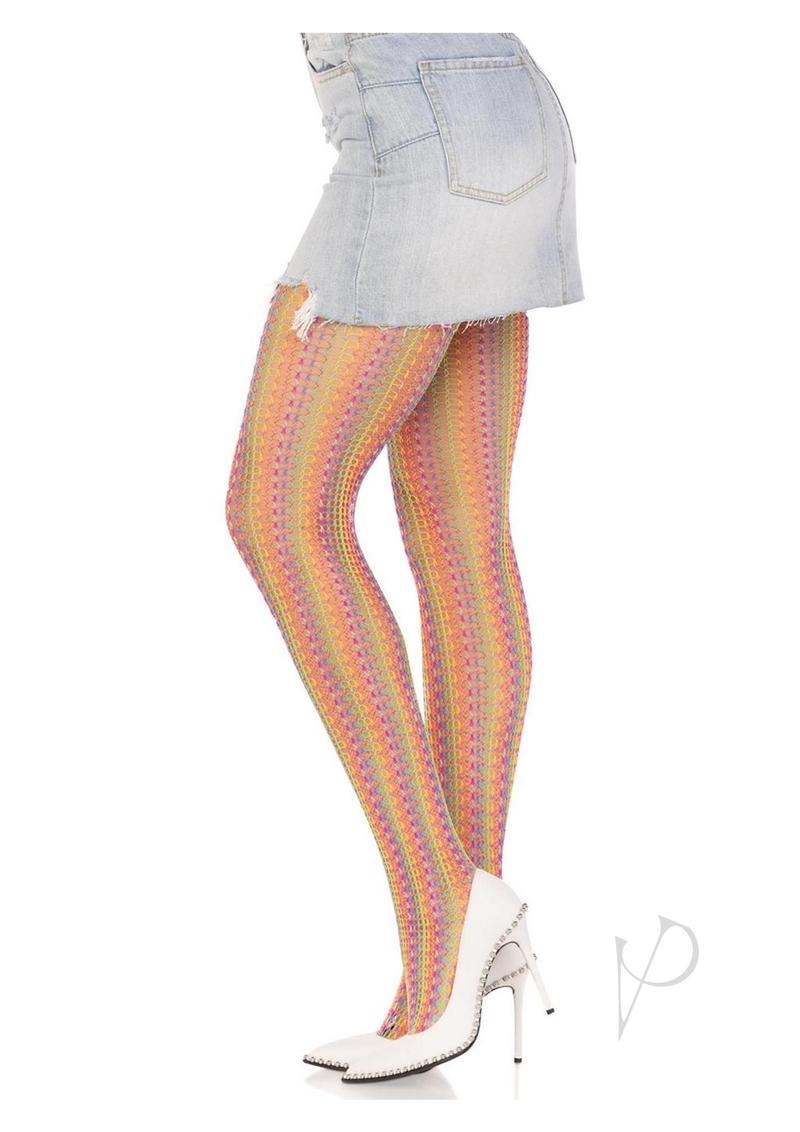 Leg Aventue Rainbow Crochet Net Tights - OS - Multicolor