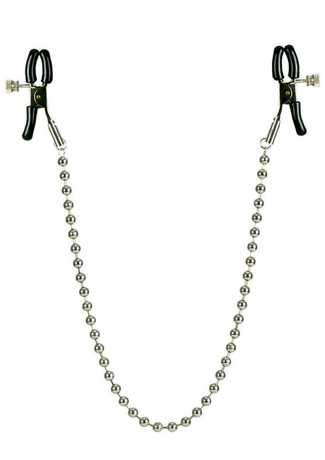 Nipple Play Silver Beaded Chain Nipple Clamps - Silver