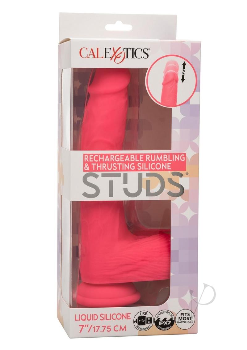 Rechargeable Rumbling and Thrusting Silicone Studs - Pink