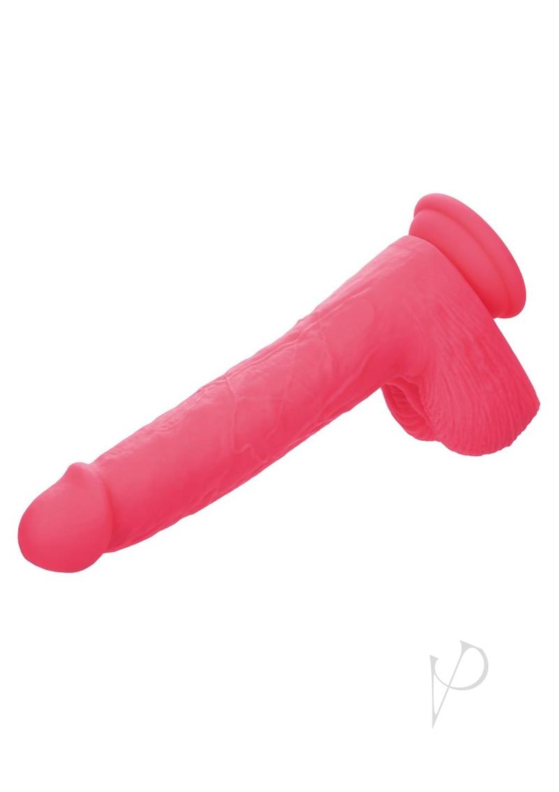 Rumbling and Thrusting Silicone Rechargeable  Studs Dildo 7in - Pink