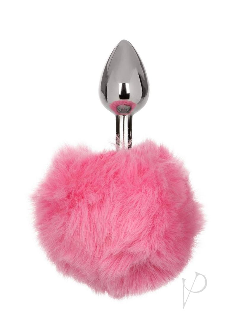 Running Wild Faux Fur Bunny Tail and Metallic Anal Plug - Pink