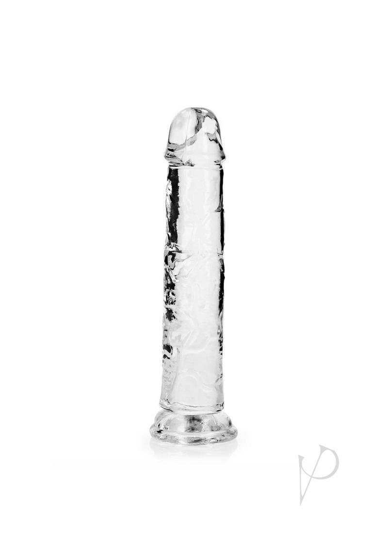 RealRock Skin Realistic Striaght Dildo without Balls 8in - Clear