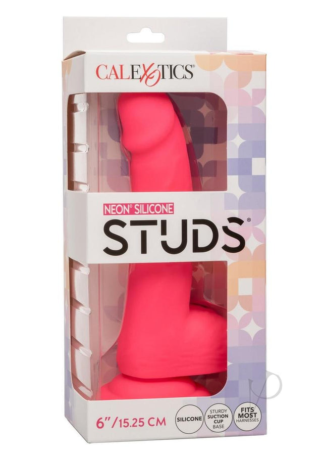 Neon Silicone Studs Dildo 6in - Pink