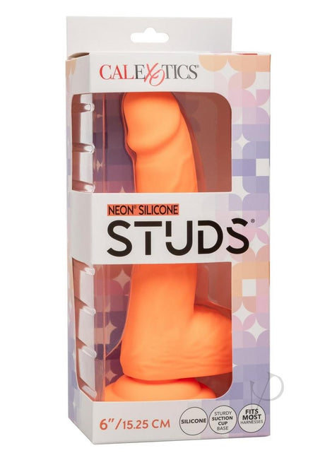 Neon Silicone Studs Dildo 6in - Orange