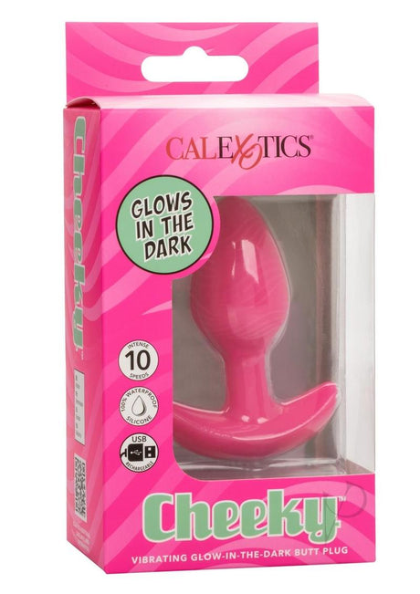 Cheeky Rechargeable Silicone Glow in The Dark Butt Plug - Pink