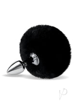 Whipsmart Fluffy Bunny Metal Plug with Tail 2.5in - Black