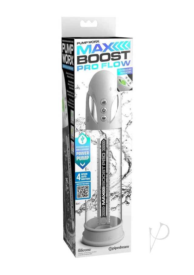 Pump Worx Max Boost Pro Flow Rechargeable Penis Pump - White