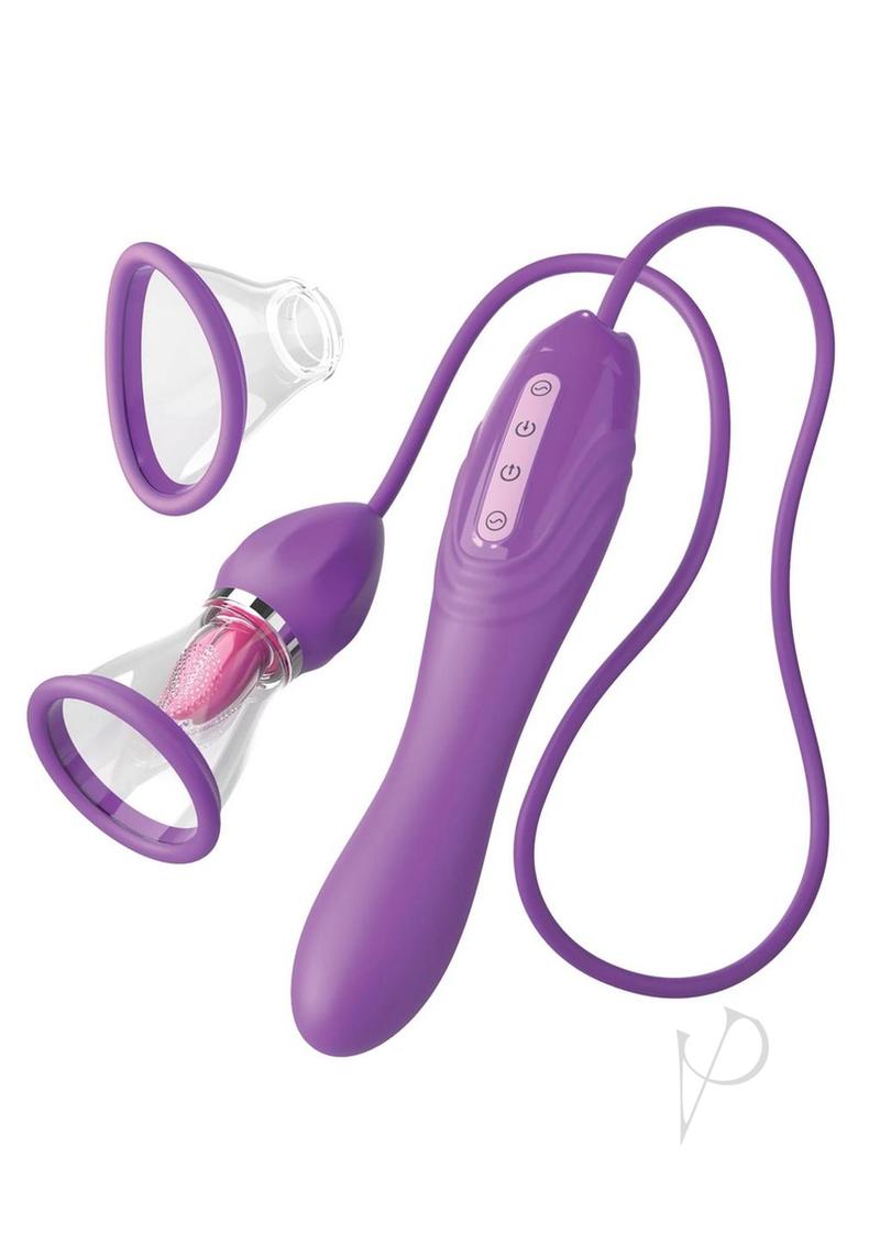 Fantasy for Her Ultimate Pleasure Max Rechargeable Silicone Pump with Clitoral Stimulator - Purple