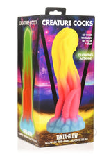 Creature Cocks Tenta-Glow Glow-in-The-Dark Silicone Dildo - Blue/Pink/Yellow