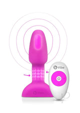 B-Vibe Rimming Petite Rechargeable Silicone Anal Plug with Remote Control - Fuchsia