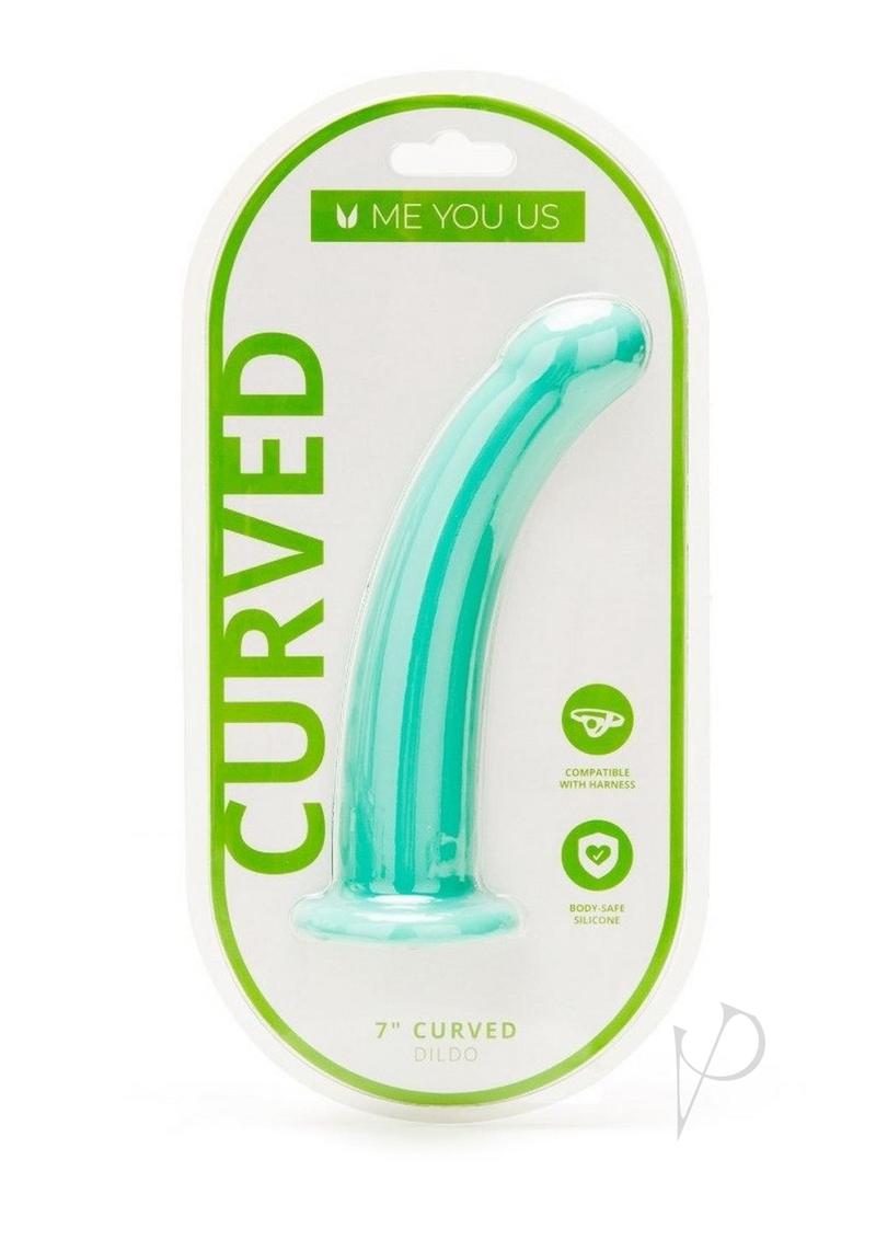 ME YOU US Curved Silicone Dildo 7in - Aqua