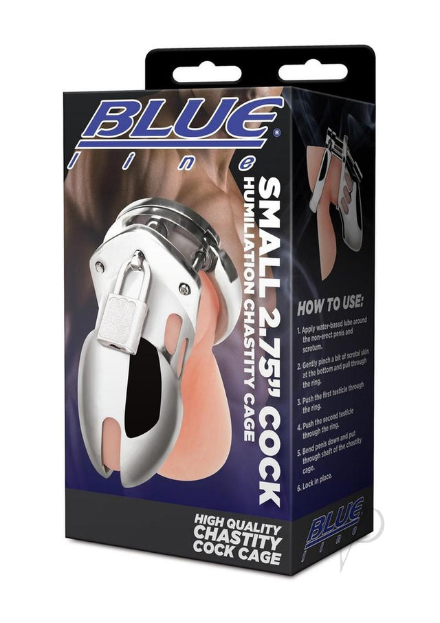 Blue Line Cock Humiliation Chastity Cage Small 2.75in - Stainless Steel