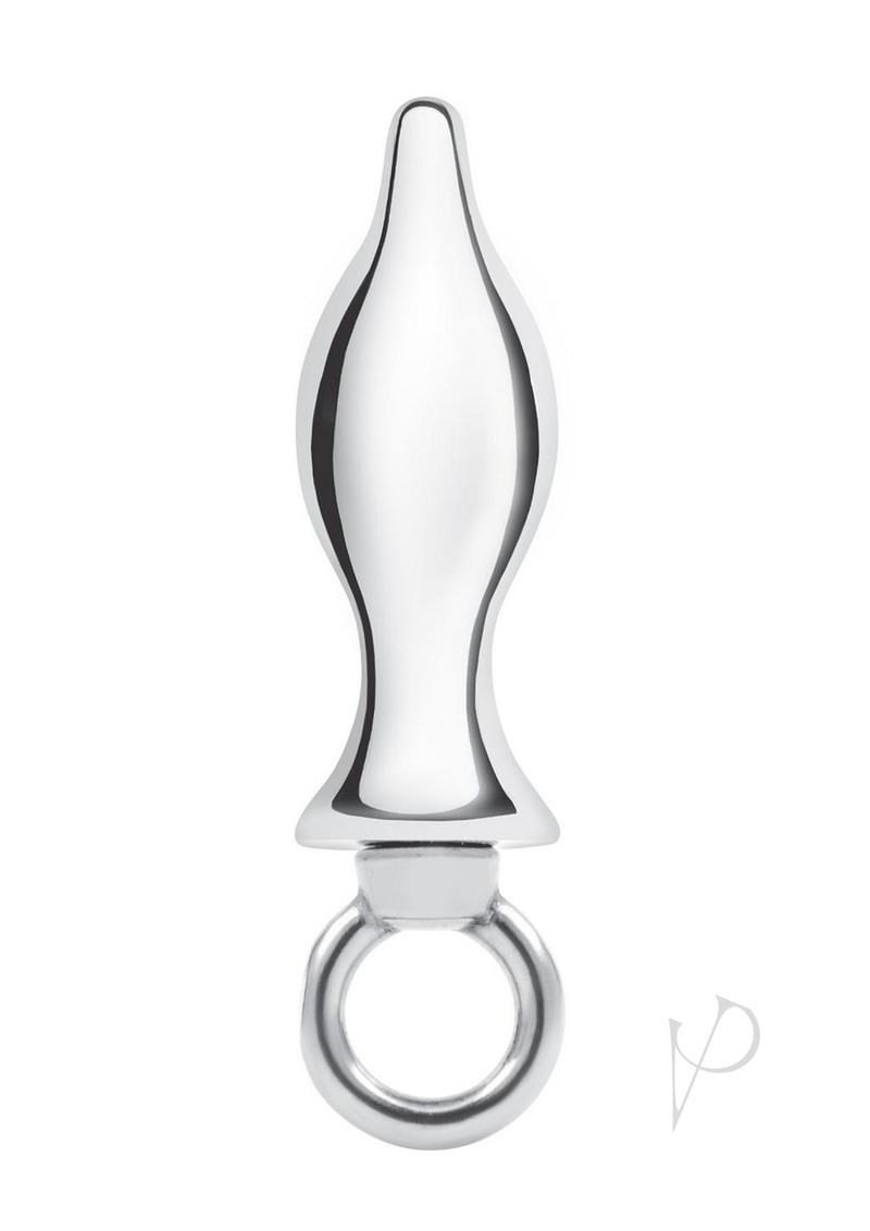 Blue Line Metal Tapered Butt Plug with Loop Hardware 2.5in - Stainless Steel