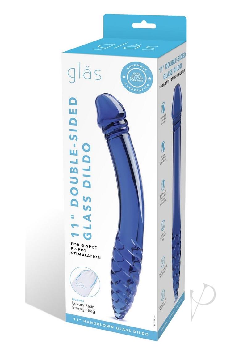 Glas Double-Sided Glass Dildo for G-Spot and P-Spot Stimulation 11in - Blue