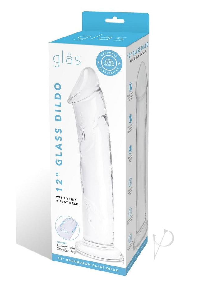 Glas Dildo Glass with Veins and Flat Base 12in - Clear